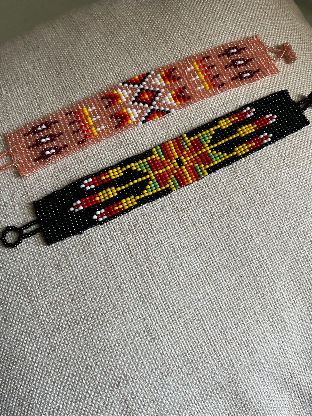 Beautiful Southwestern Set of Two Handwoven Glass Seed Bead Bracelets - Picture 2 of 8